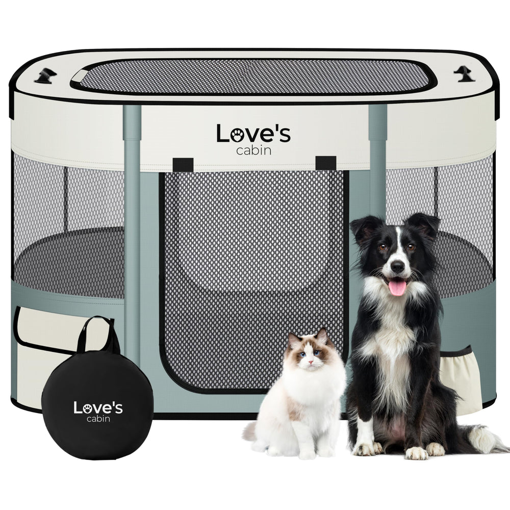 Love's cabin playpen para perro mediano, plegable y espacioso para casa o exterior.
