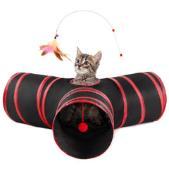 Love's cabin tunel gatos 3 vías plegable, ideal para juego y movimiento dentro de casa.