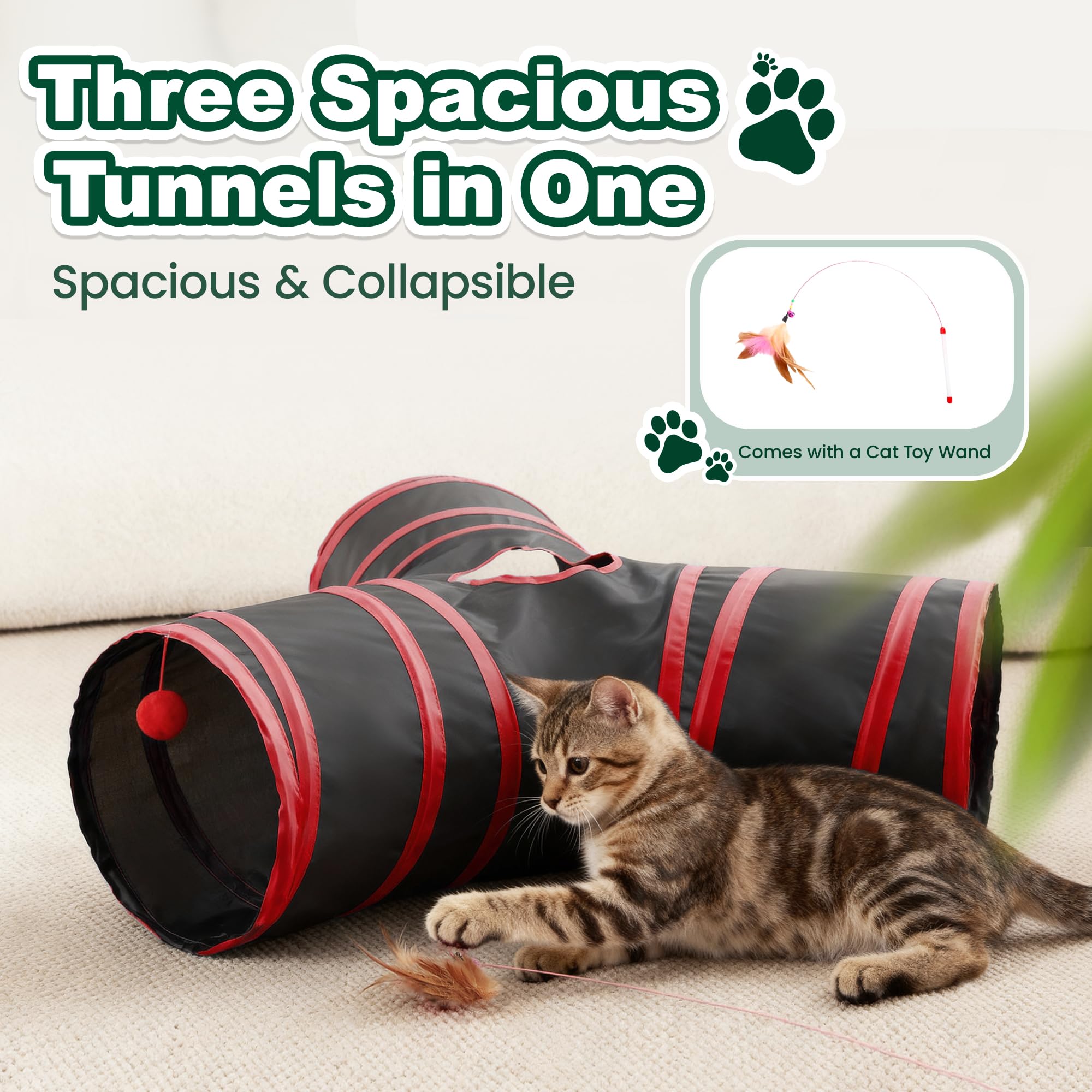 Love's cabin tunel gatos bola-juguete en la salida para interacción.