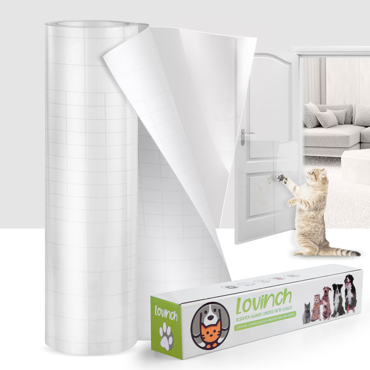 Lovinch protector de muebles con adhesivo un solo lado para gatos protegiendo sofás.