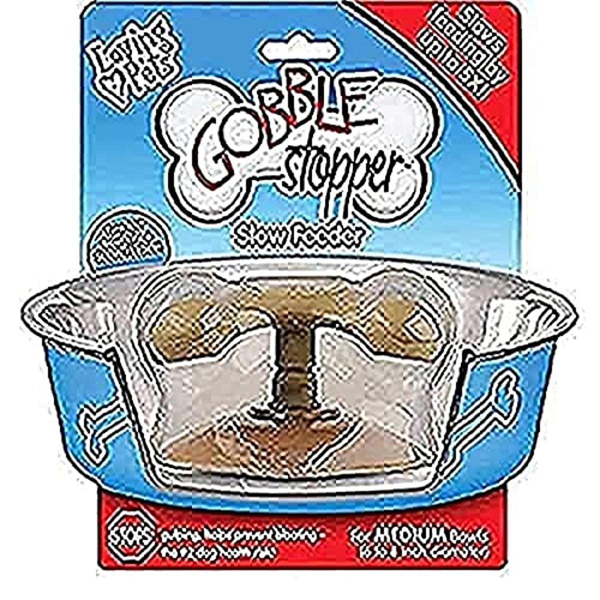 Gobble Stopper de Loving Pets en un cuenco para alimentación lenta de perros.