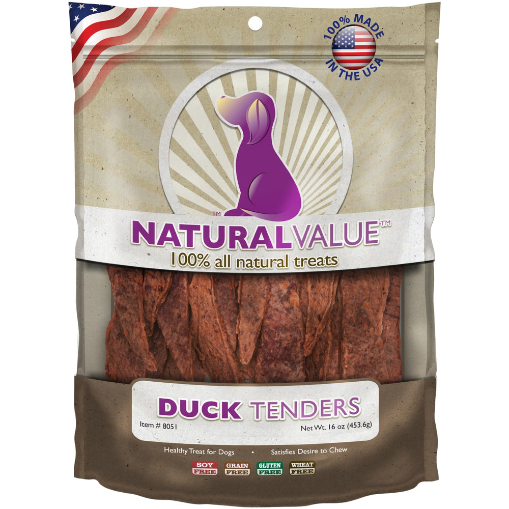 Loving Pets Natural Value Duck Tenders envase 14 onzas, práctico para llevar y compartir.