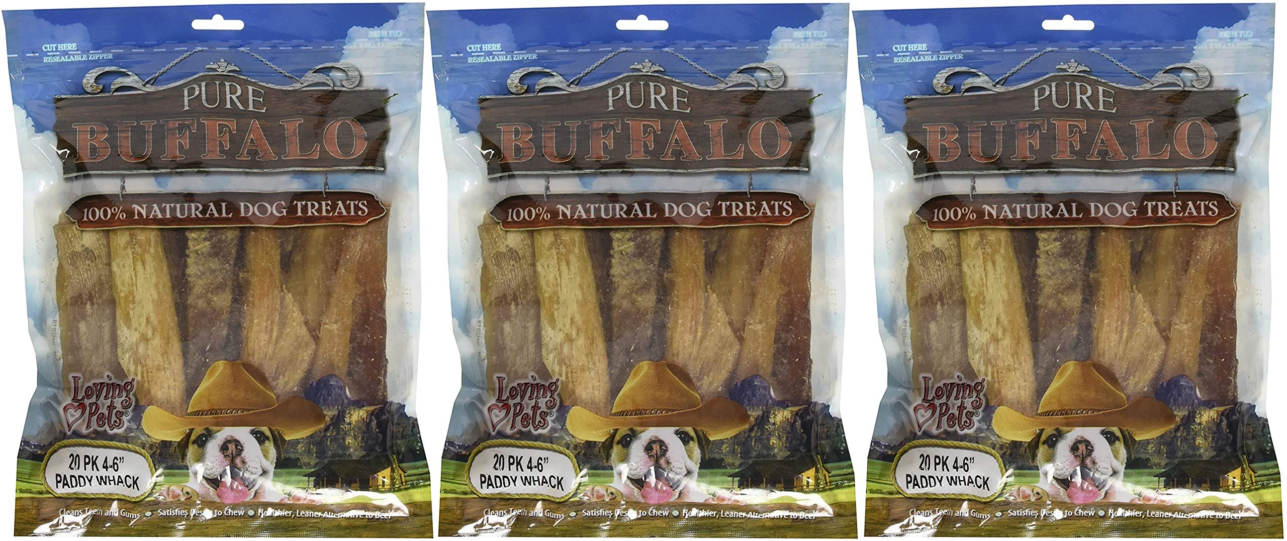 Loving Pets tendones de búfalo espalda, 60 unidades, masticación natural para perros