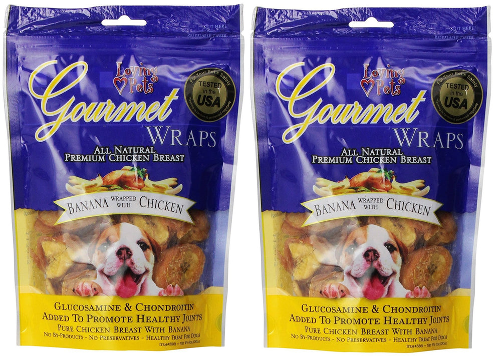 Loving Pets Wrap banano envuelto en pollo: snack natural para perros sabroso