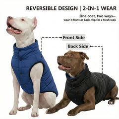 LovinPet abrigo reversible, vista lateral, colores versátiles para paseos.