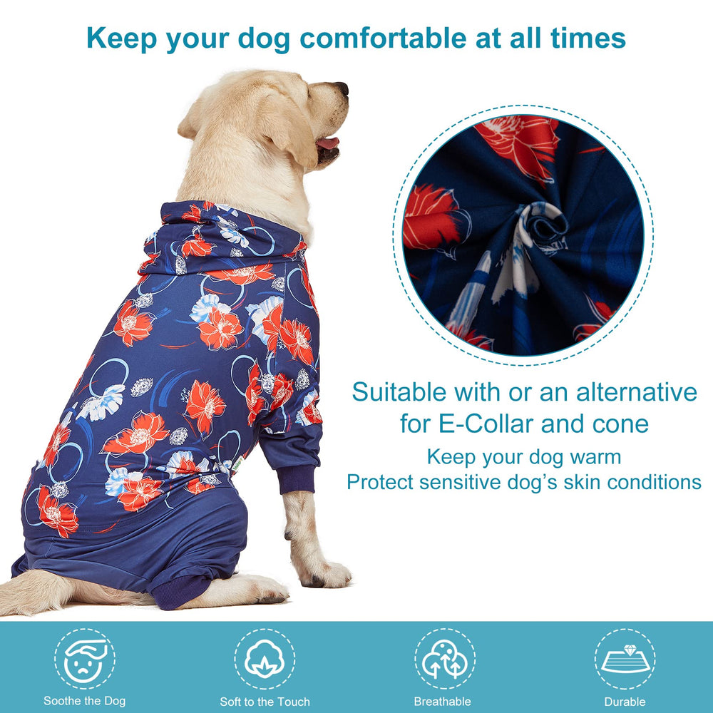 LovinPet Pijamas: estampado floral navy y rojo para estilo y protección suave