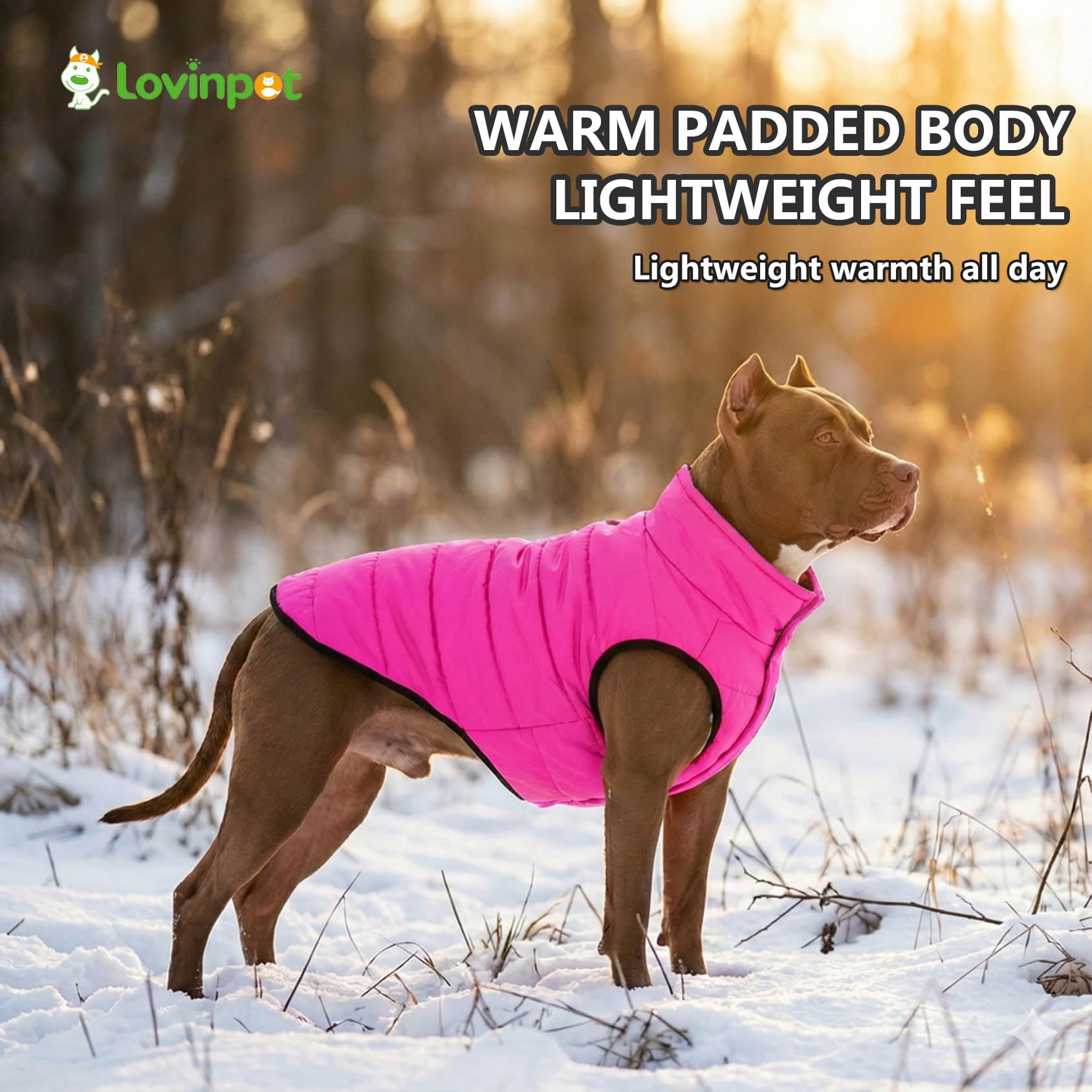 LovinPet chaqueta reversible para perro, ajuste en pecho y cola