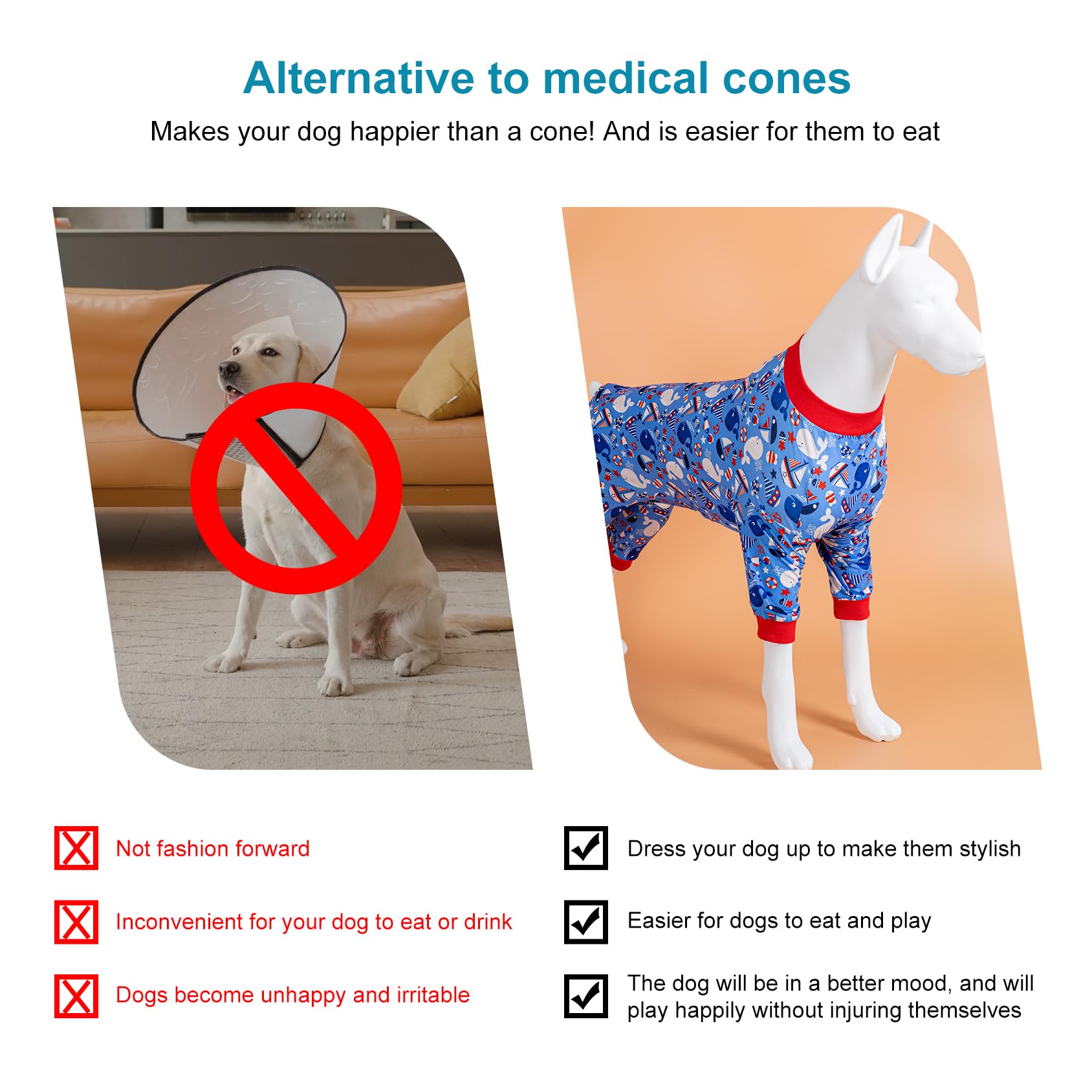 LovinPet pijama de fácil colocación para perro grande, diseño práctico