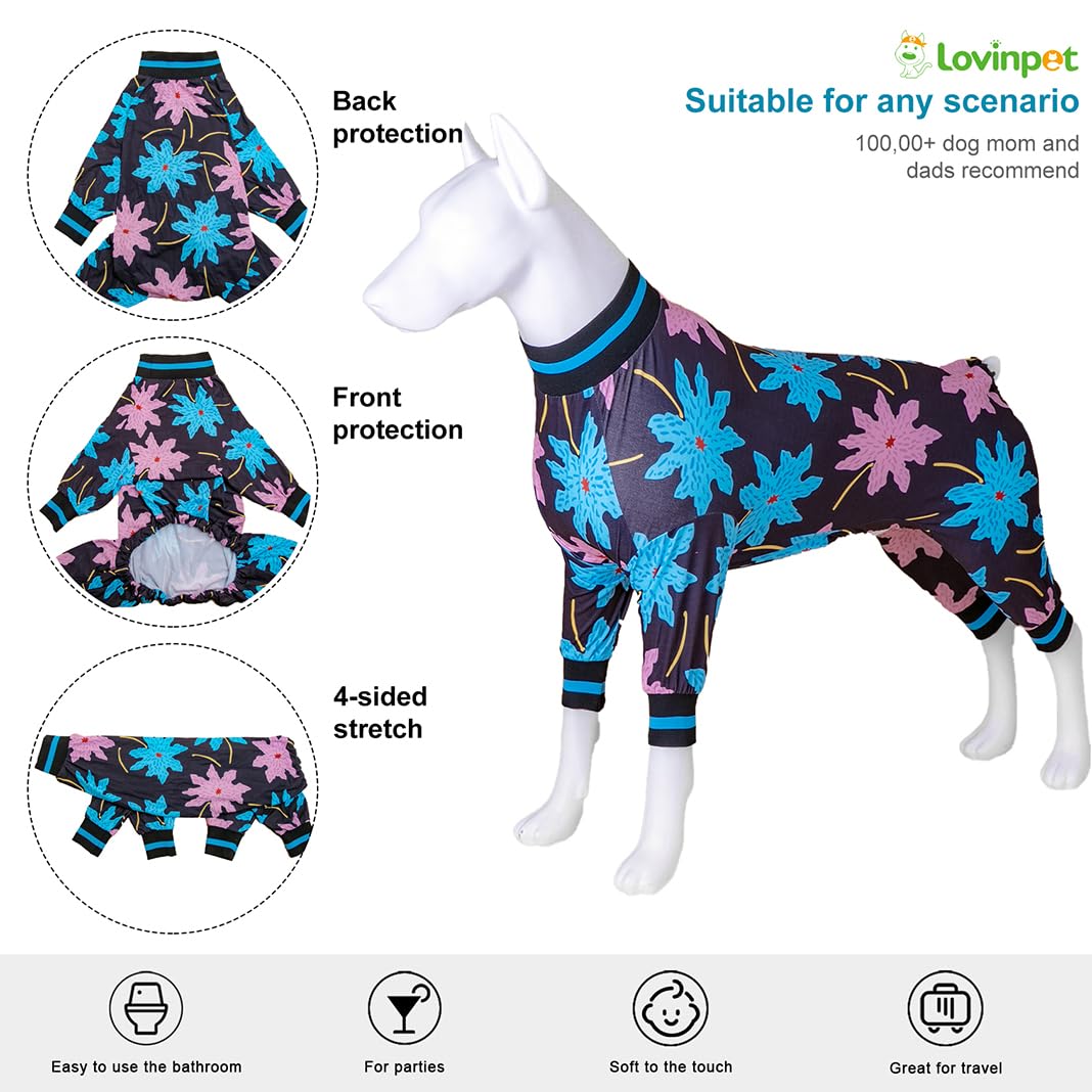 LovinPet mono de recuperación estampa hojas turquesa negro: diseño duradero y color estable.