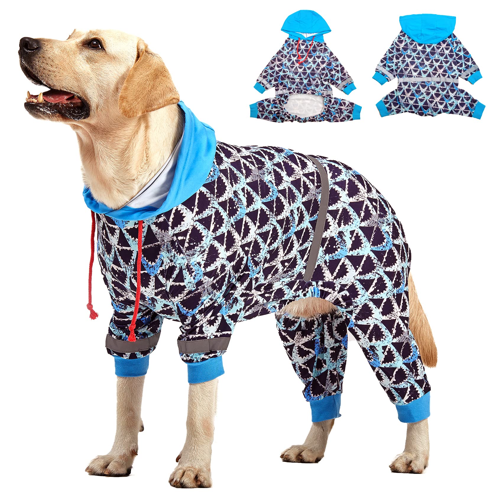 LovinPet pijama grande para pitbull, frontal tiburón marrón, cómodo para uso diario.