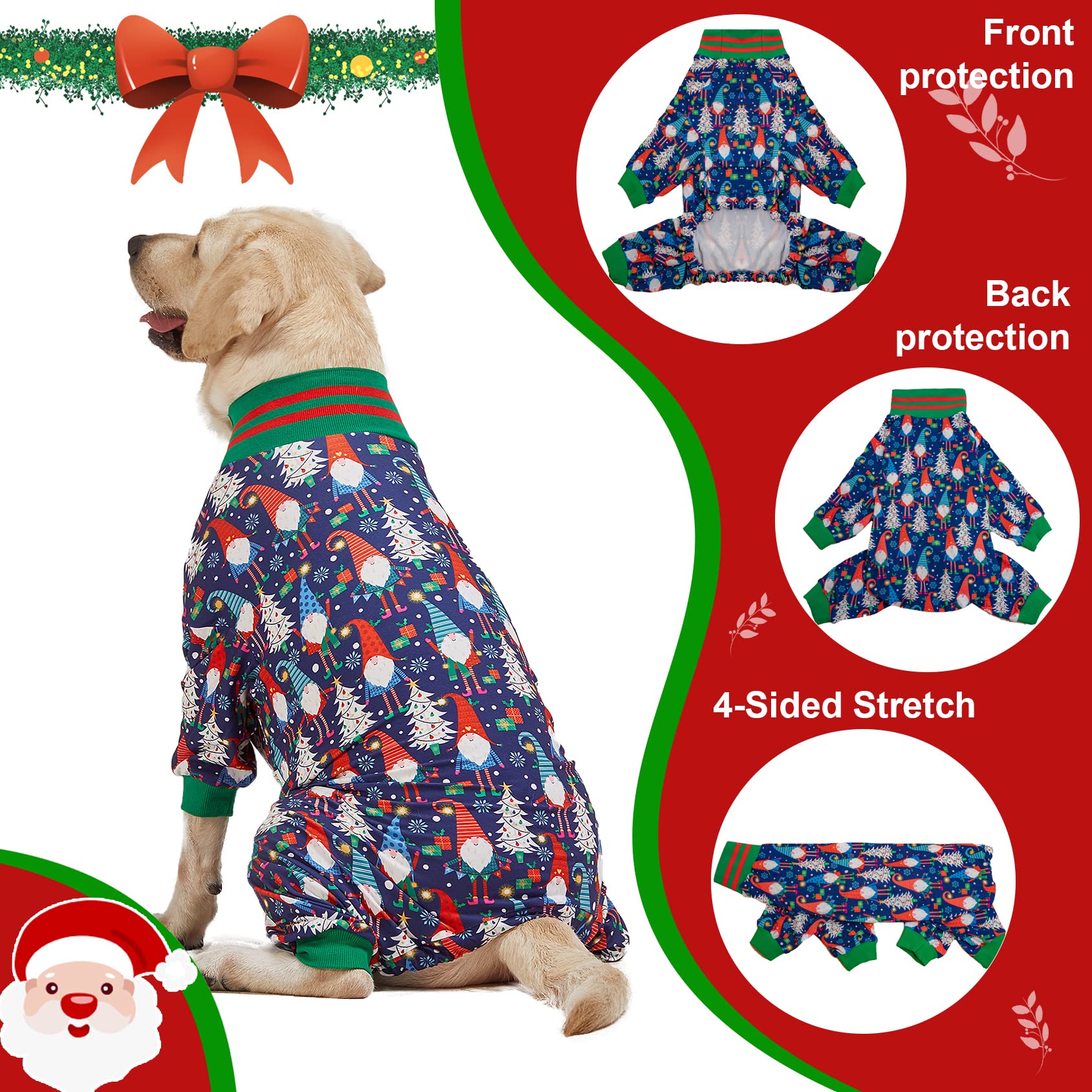 LovinPet pijama navidad para perro grande, cobertura total para mantenerlo cálido.