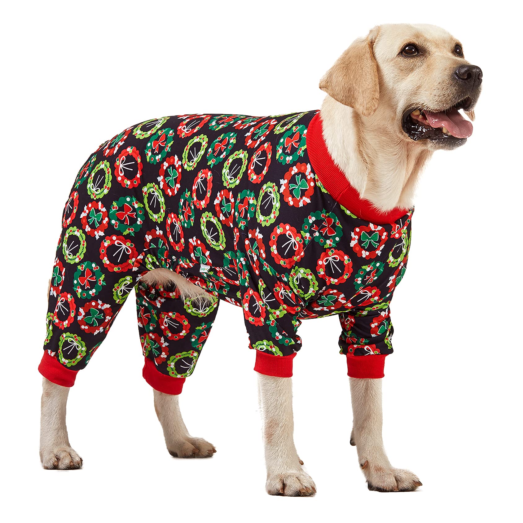 LovinPet pijama navideno para perro grande con corona, ideal para sesiones festivas en casa.
