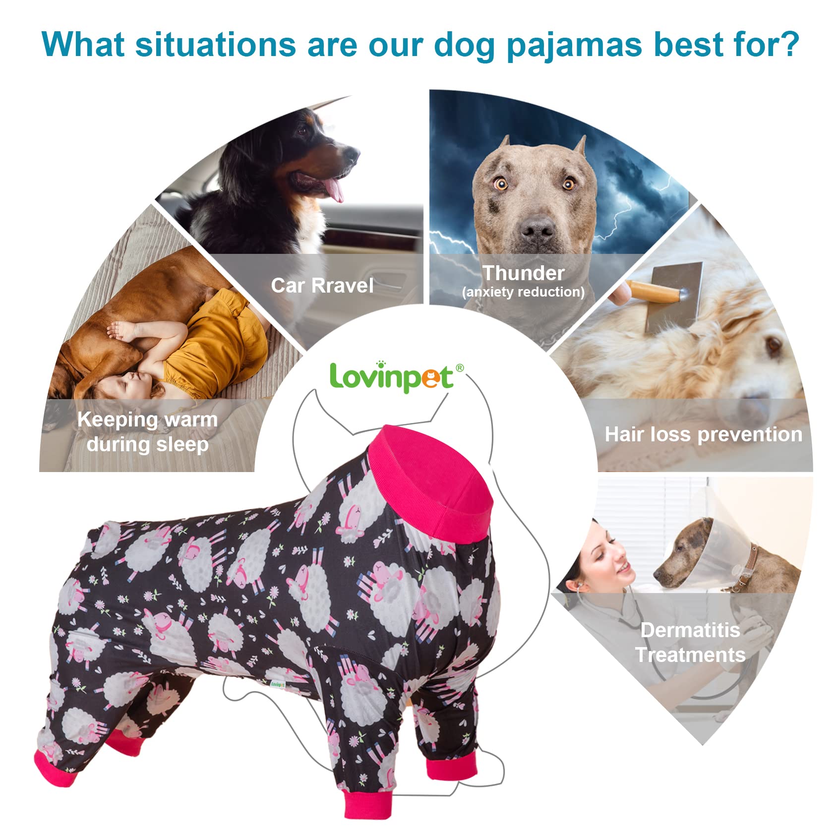 LovinPet 3XL pijama con estampado de oveja, diseño atractivo y duradero