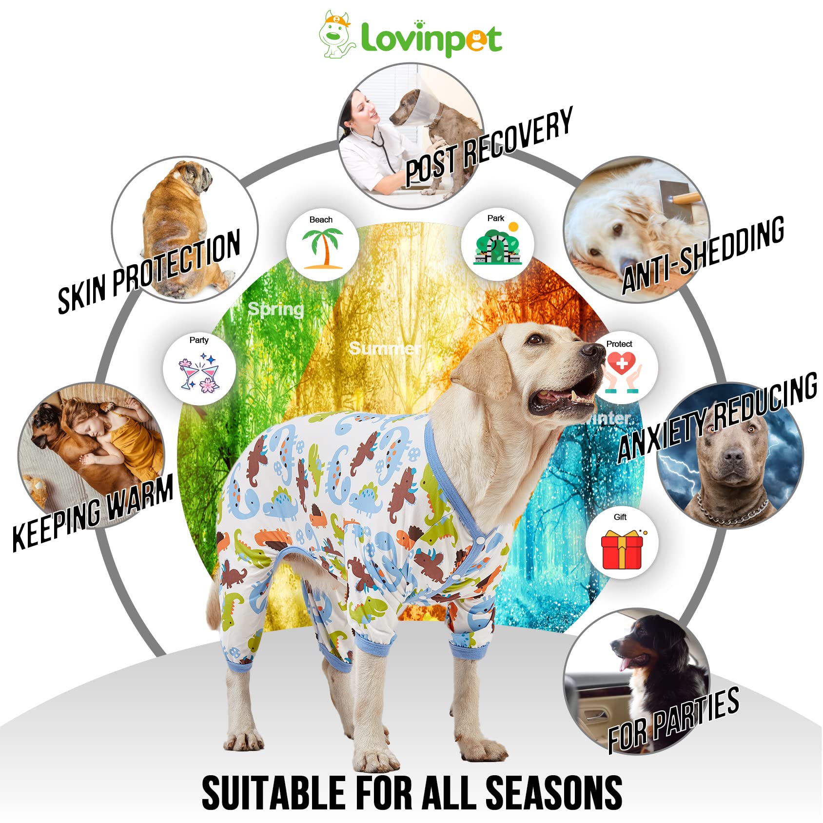 LovinPet pijama evita lamidos, alternativa práctica al cono de la vergüenza.