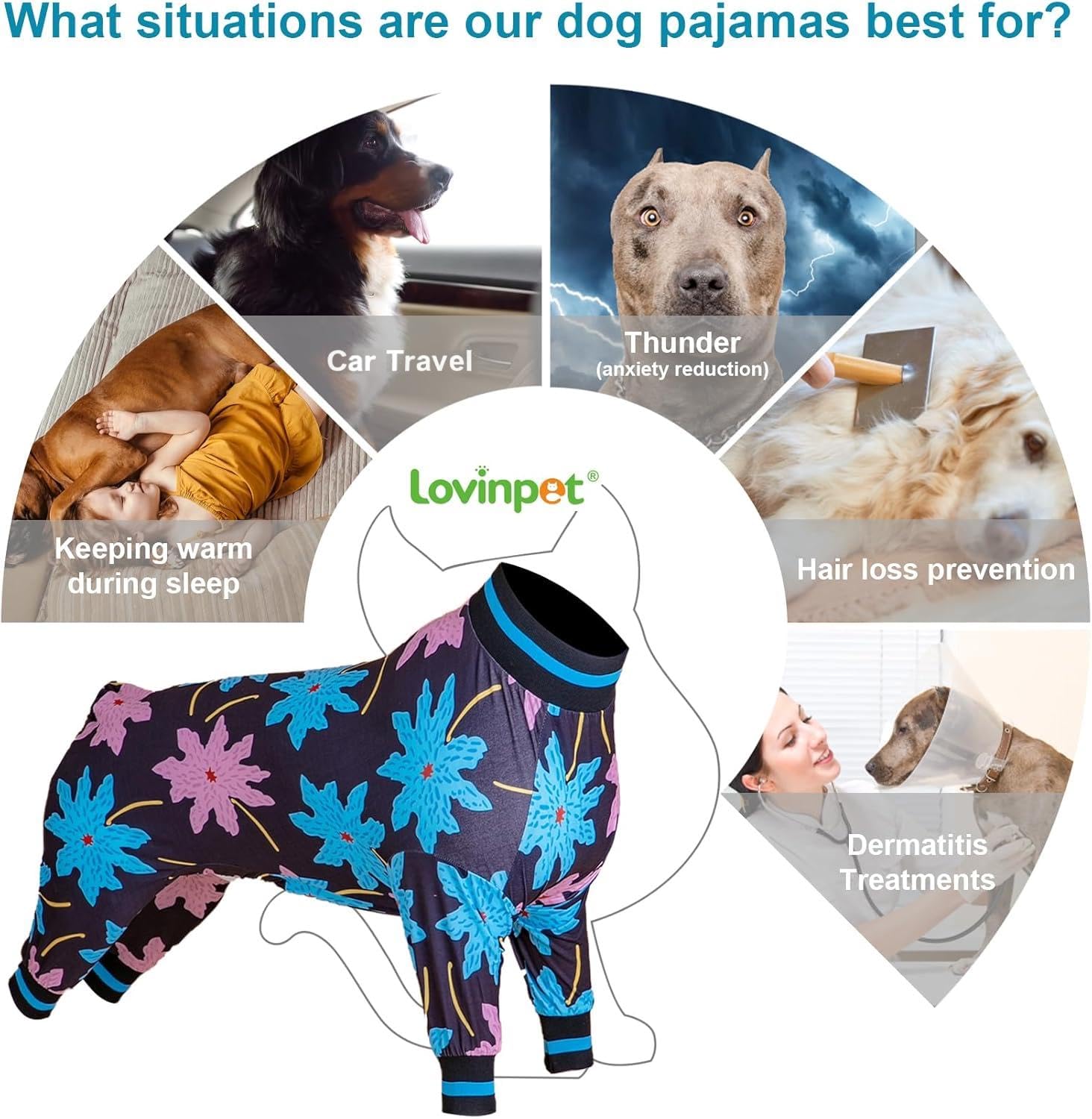 LovinPet pijama para perro doble capas: tela suave y fácil de colocar.
