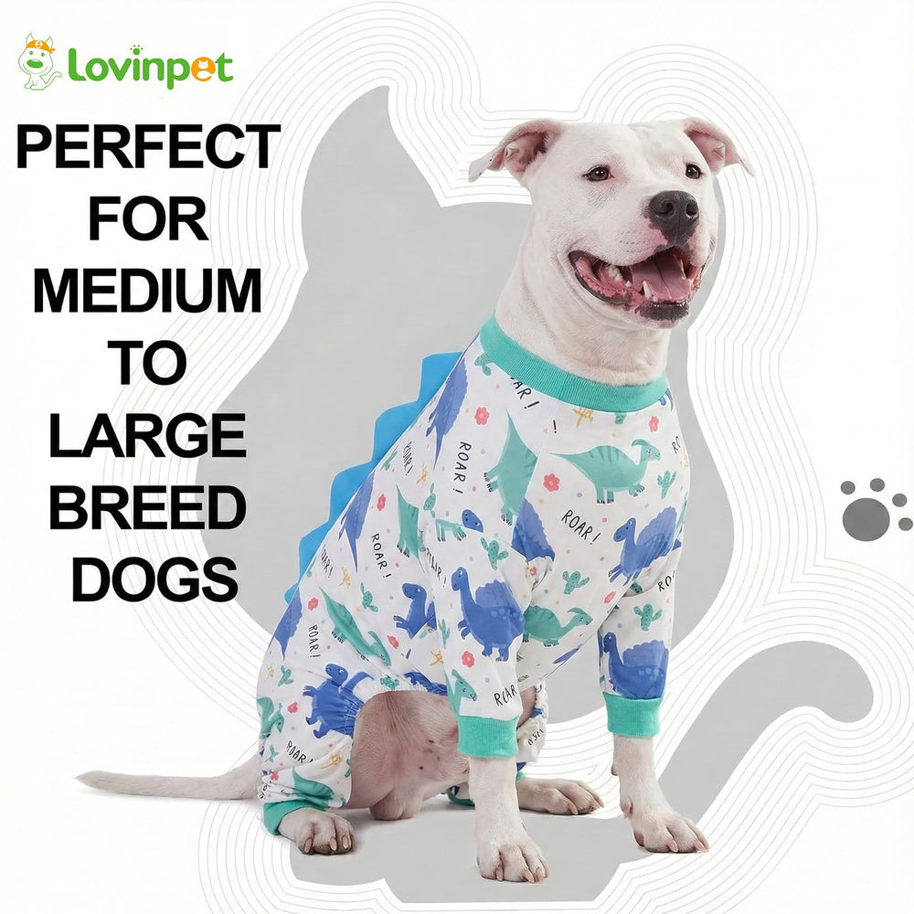 LovinPet Pijama para perro grande, detalle de abdomen, cobertura total para descanso seguro.