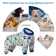 LovinPet Pijama cubre torso y abdomen, protege áreas sensibles durante el día.