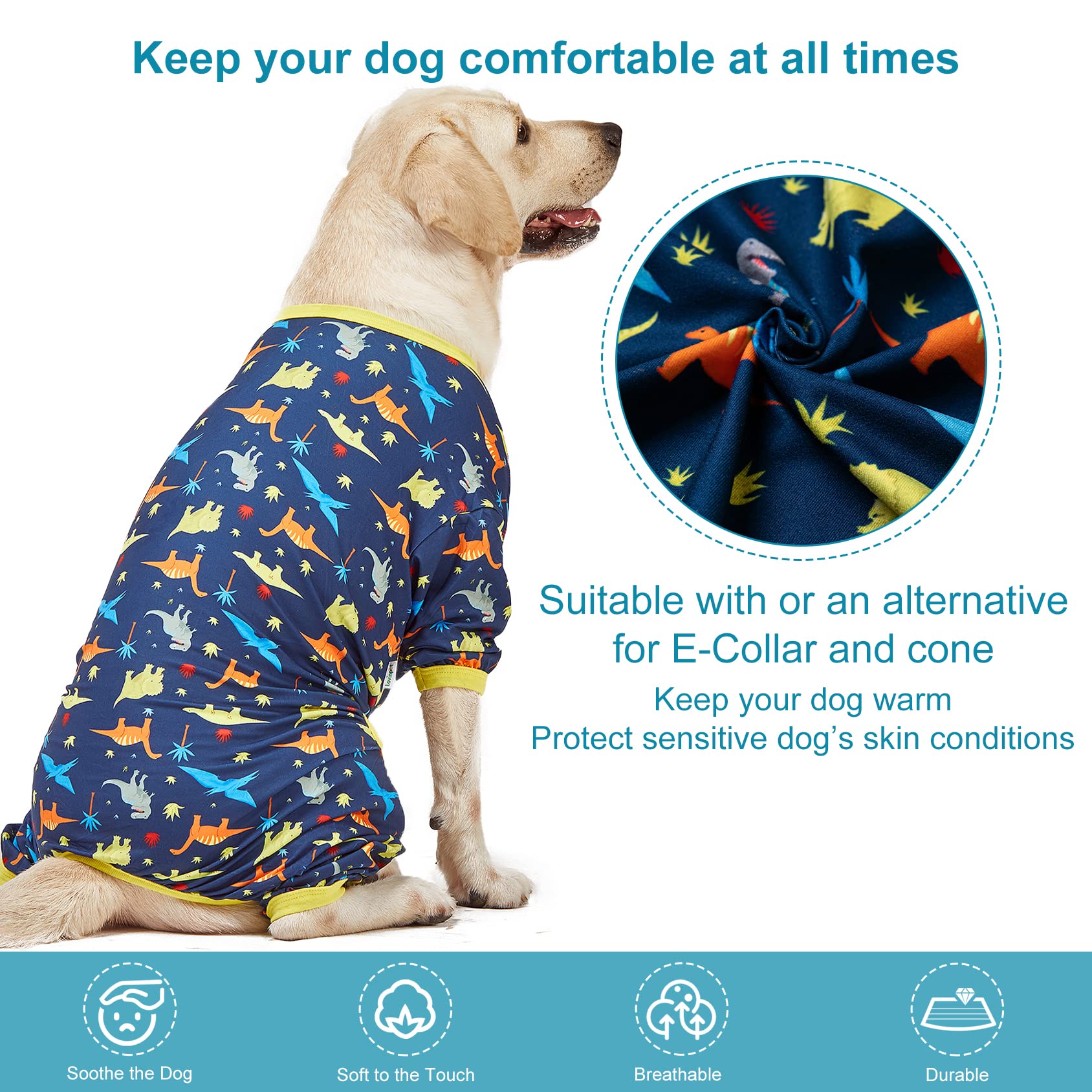 LovinPet pijama con cobertura total para perro grande, ideal para casa o eventos.