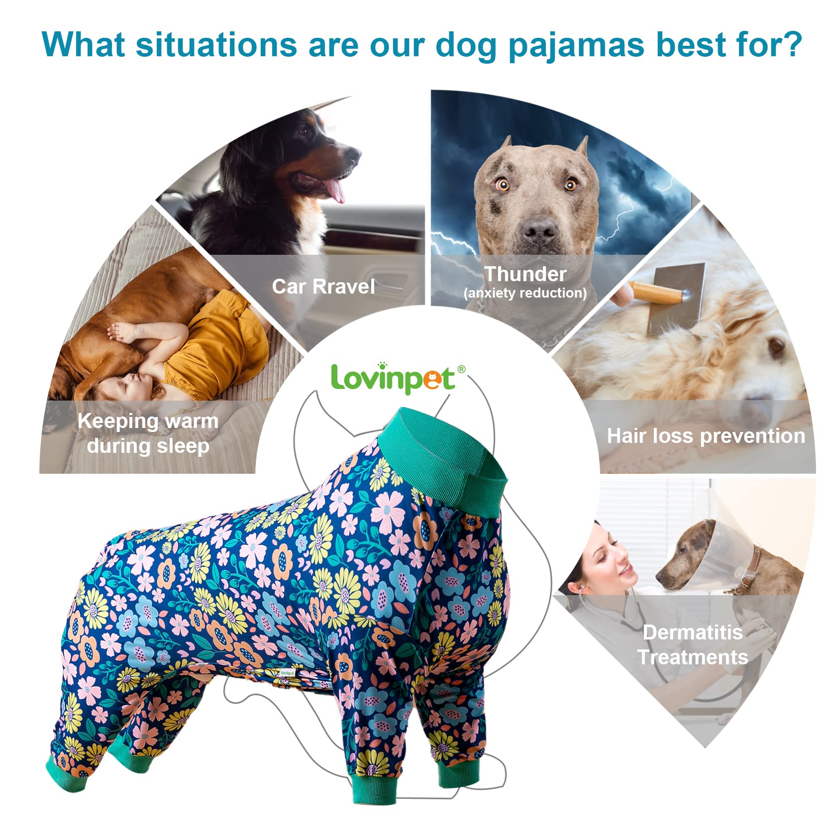 LovinPet Pijama para perro grande, confort en casa para el descanso.