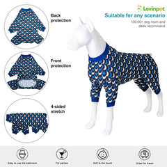 LovinPet pijama para perro grande, cuello redondo y tela suave.