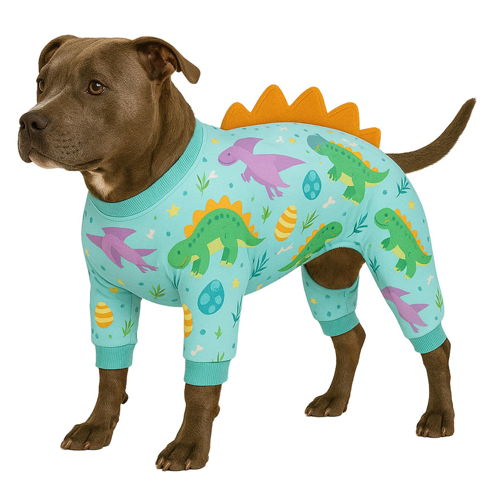 LovinPet pijama para perro grande con estampado Dino, promueve descanso cómodo.