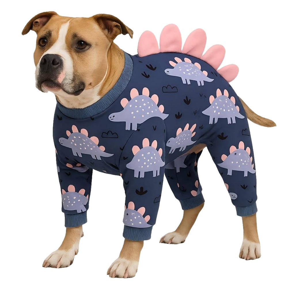 LovinPet pijama grande para perro con diseño dino-huevos, suave y cómodo.