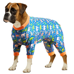 LovinPet pijama para perro grande con dinosaurio azul, comodidad diaria y estilo.
