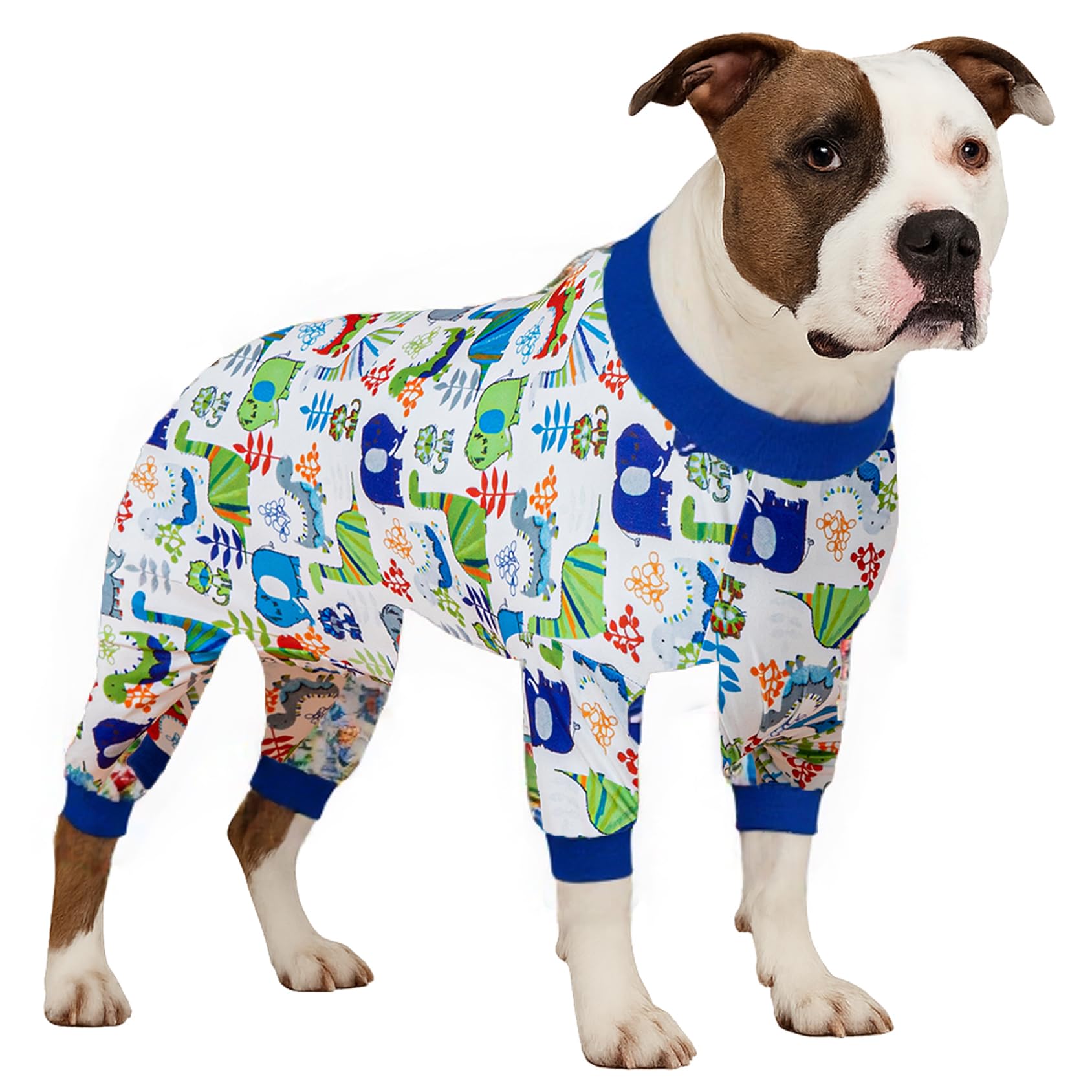 LovinPet Pijama para perros grandes con dinosaurio blanco, cómodo para uso diario.
