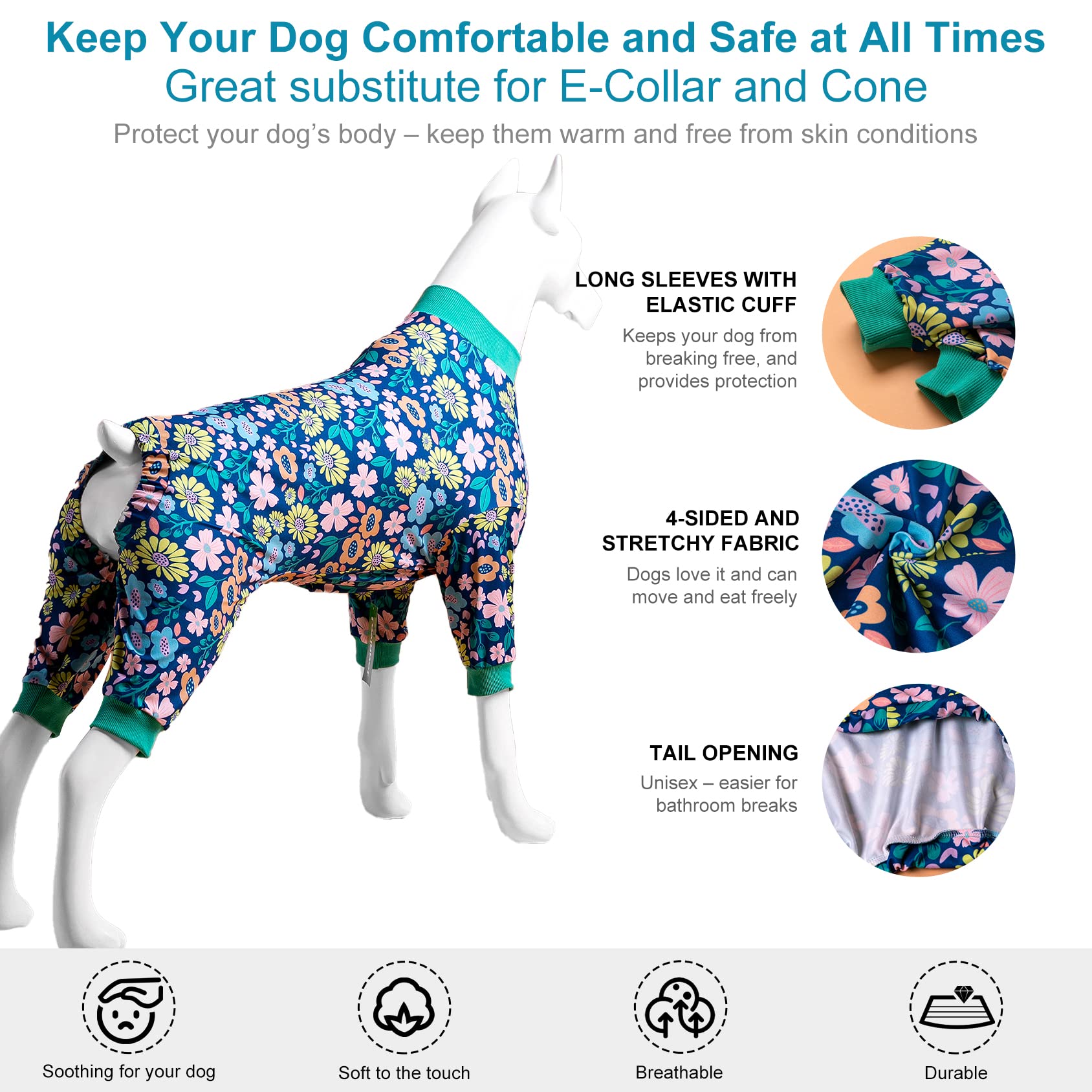 LovinPet Pijama para perro grande, diseño pensado para libertad de movimiento.
