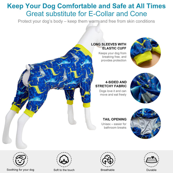 LovinPet pijama para perros grandes, cuello redondo y diseño único.