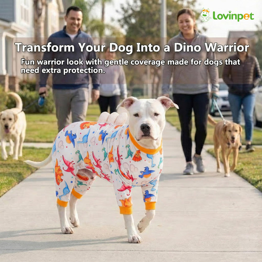 Pijama LovinPet con espigas Dino para protección suave durante el descanso.
