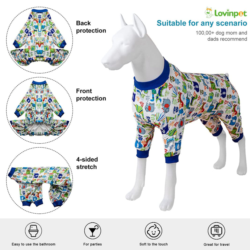 LovinPet Pijama con estampado dinosaurio blanco, añade estilo divertido.