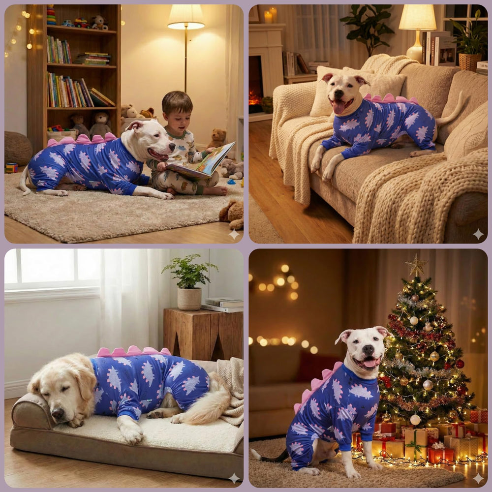 LovinPet Pijama para perro grande: estampado Dino para divertirse en casa