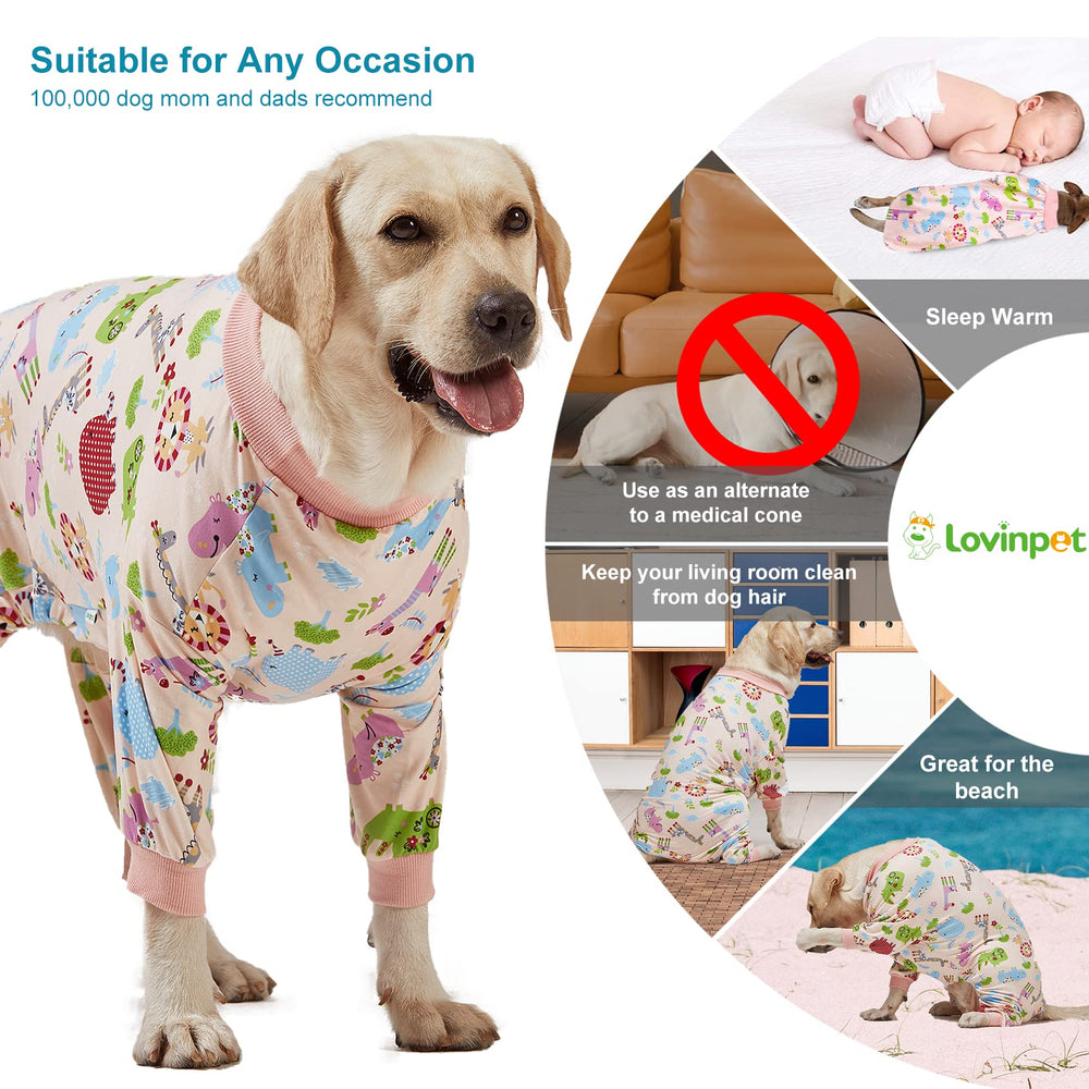 LovinPet pijama con estampado rosa de animales, estilo tierno