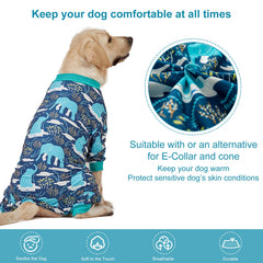 Pijama LovinPet con diseño fácil de colocar y quitar para perro grande.