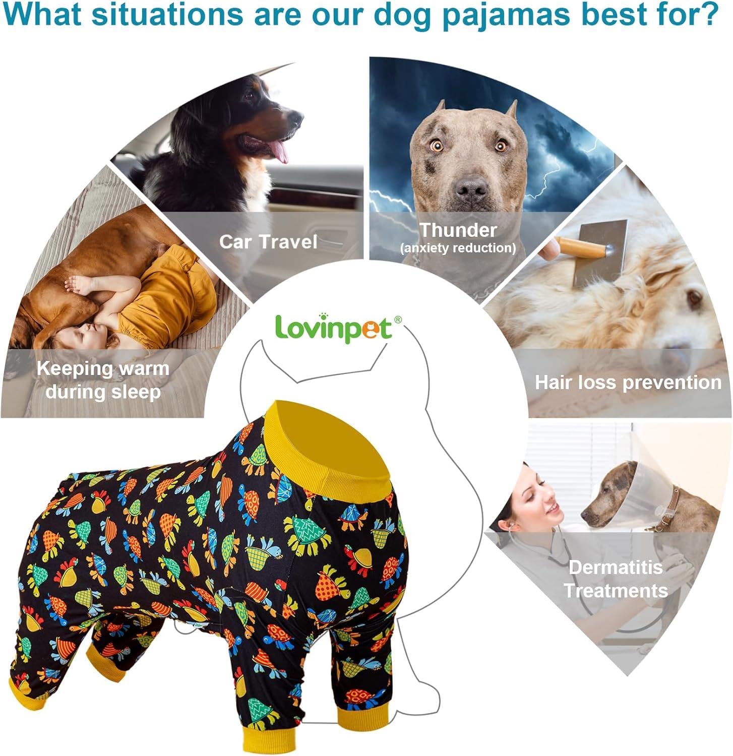 Fácil de poner LovinPet pijama para perro grande