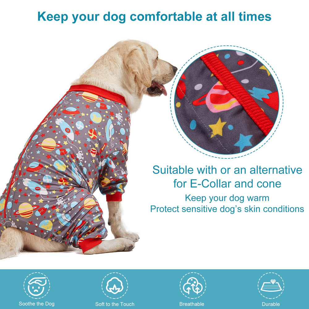 LovinPet Pijamas para Perro Grande, impresión espacial gris, diseño suave para descanso