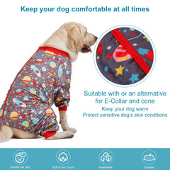 LovinPet Pijamas para Perro Grande, impresión espacial gris, diseño suave para descanso