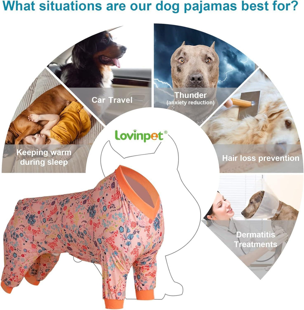 LovinPet pijama para perro grande, mangas largas, cobertura total
