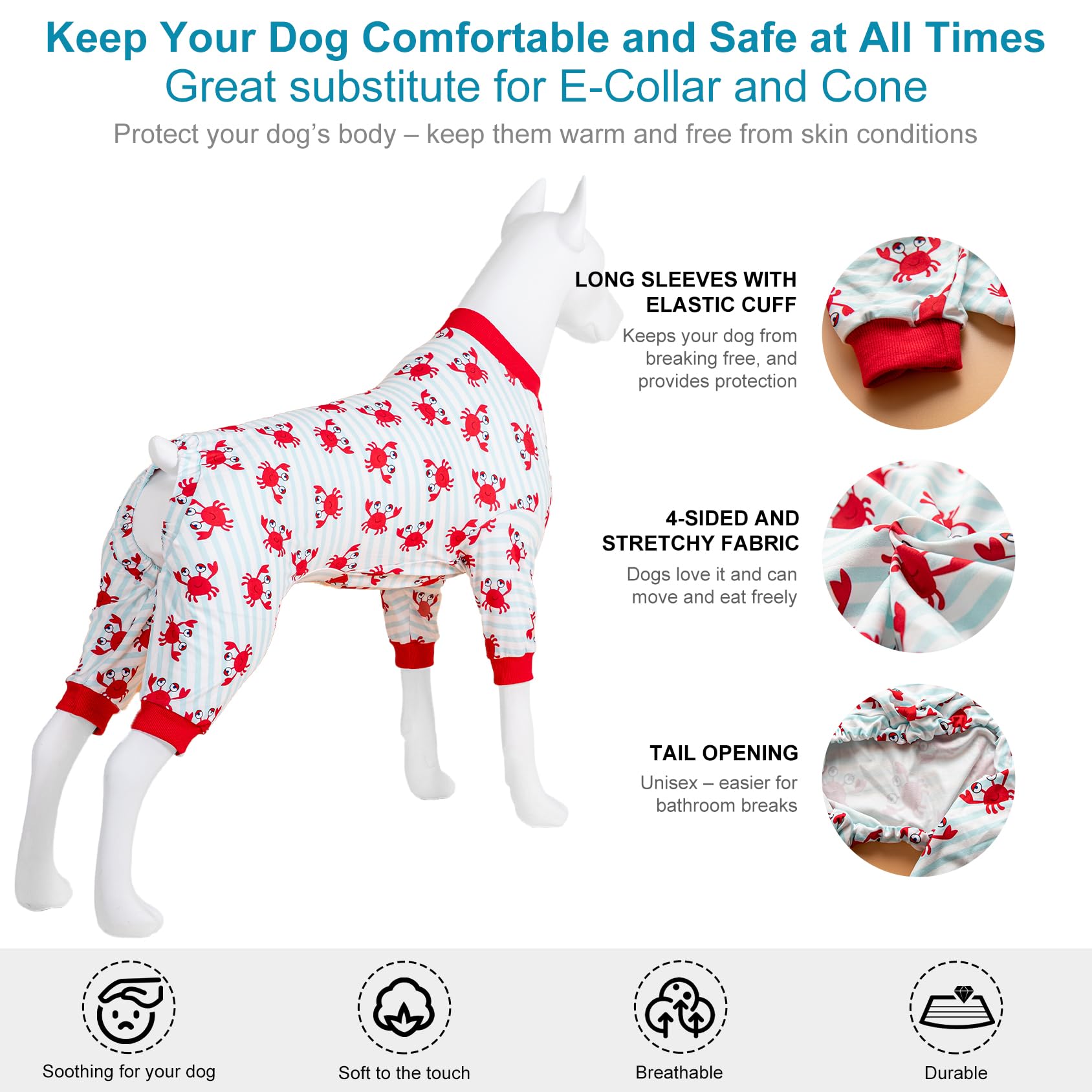 lovinpet pijama para perro grande, ayuda a mantener limpio y reduce la muda
