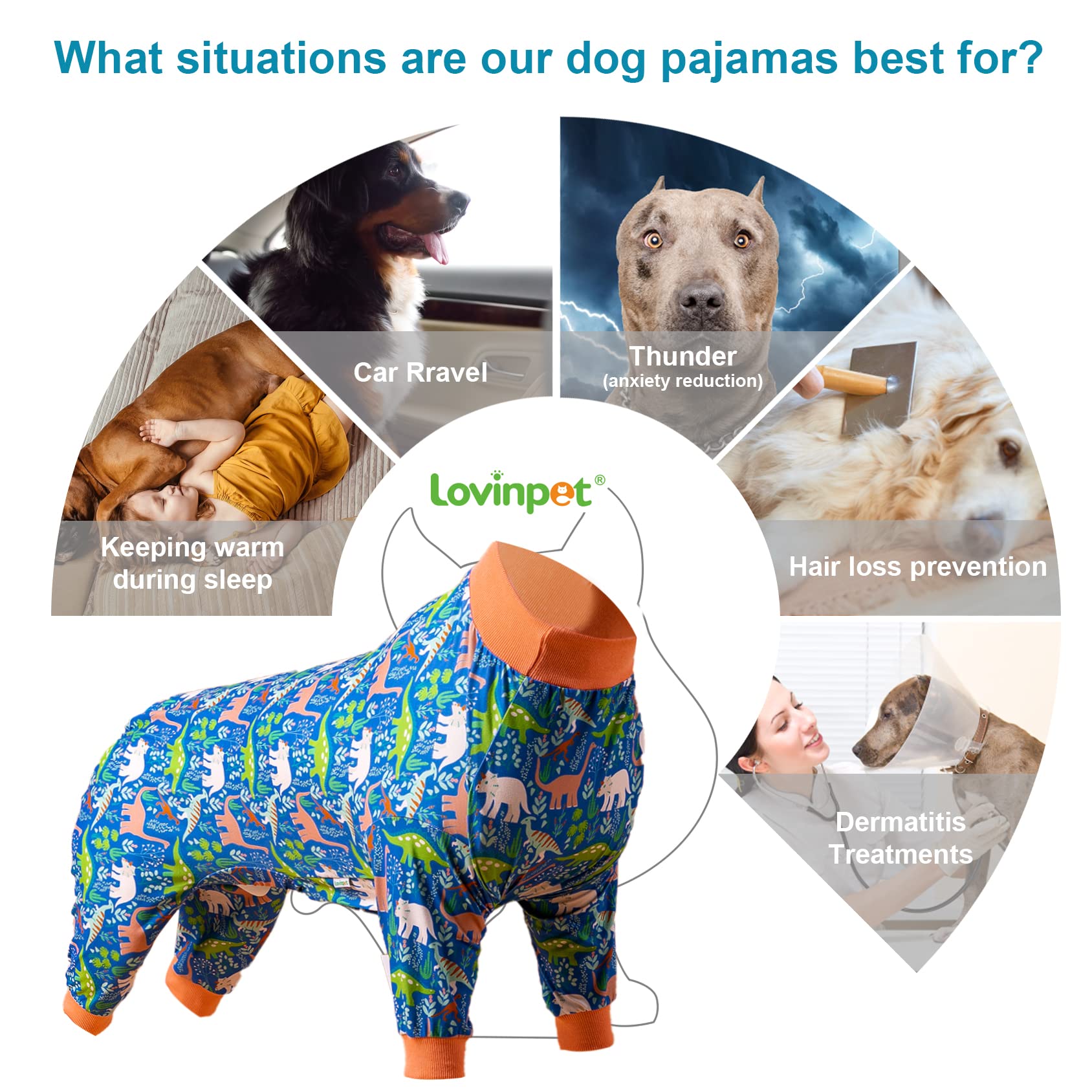LovinPet pijama para perro grande, ponerse fácil gracias al tejido elástico.