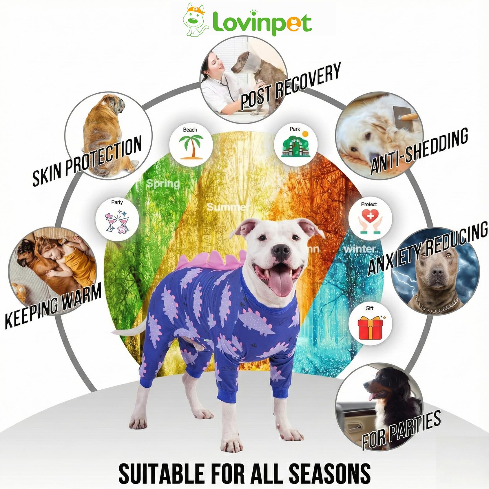 LovinPet pijama con puntas stego, estilo y cobertura para mascotas.