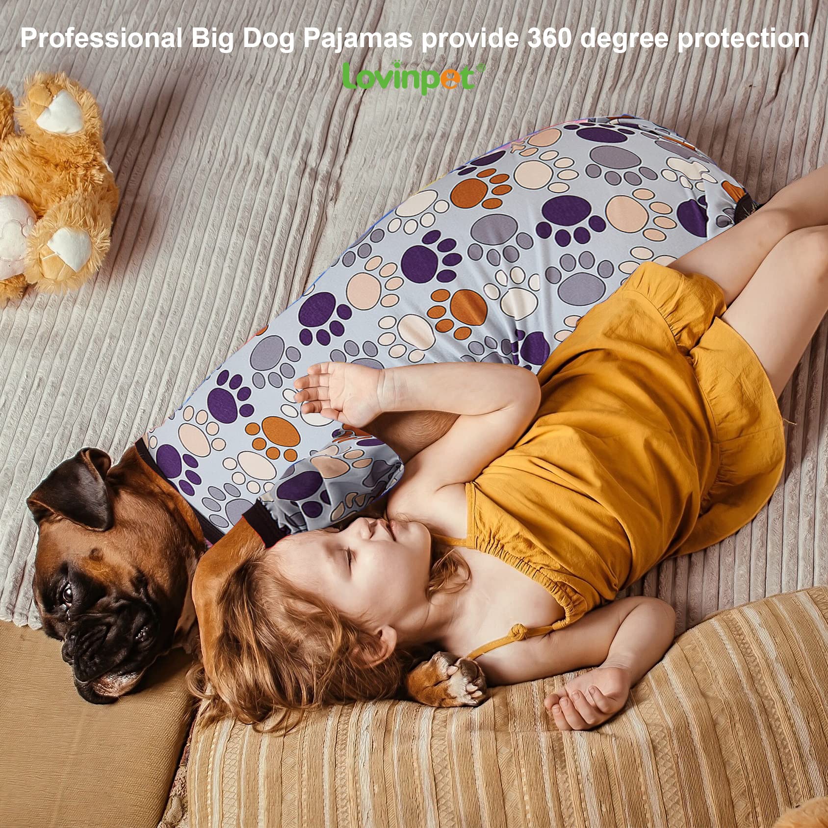 LovinPet pijama para perros grandes, sensación hogareña y suave para descansar.