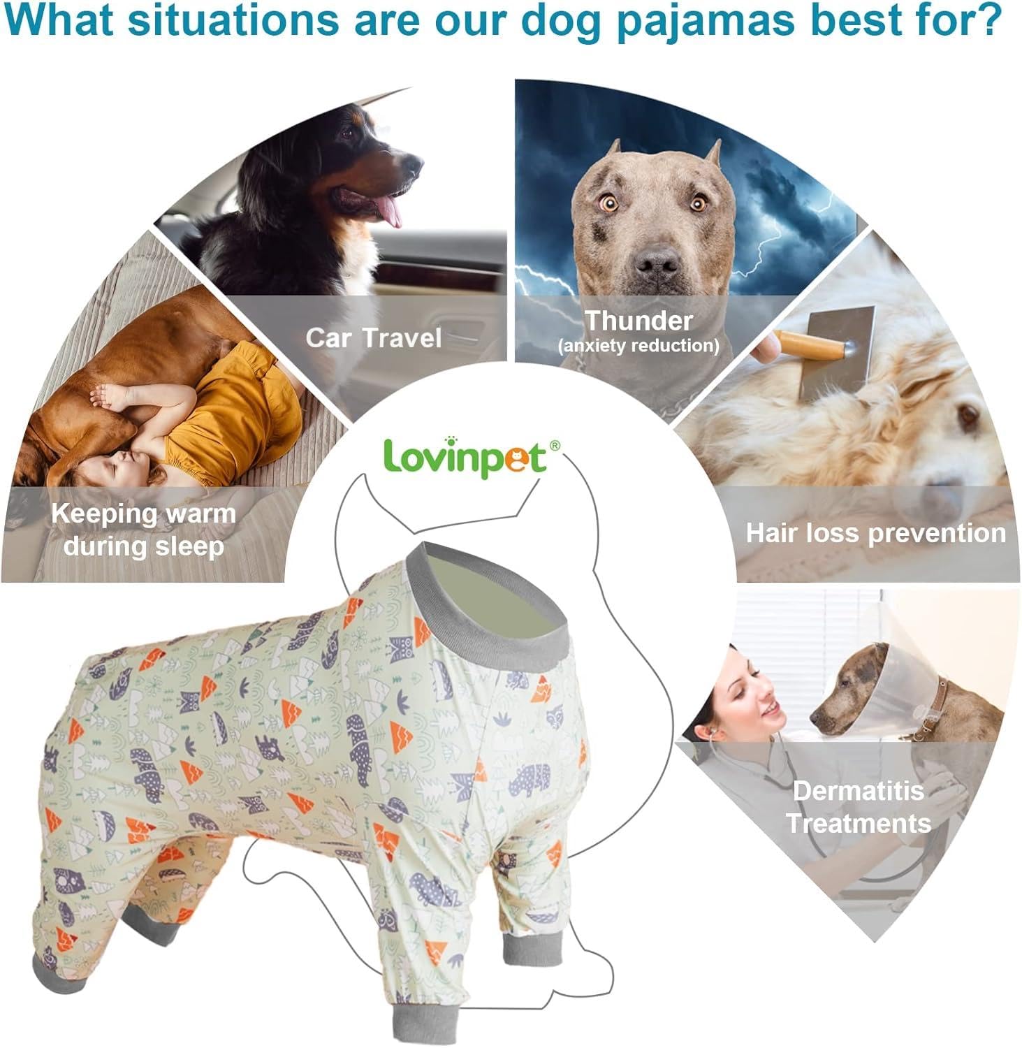 LovinPet pijama para perro grande: tejido elástico y fácil de colocar