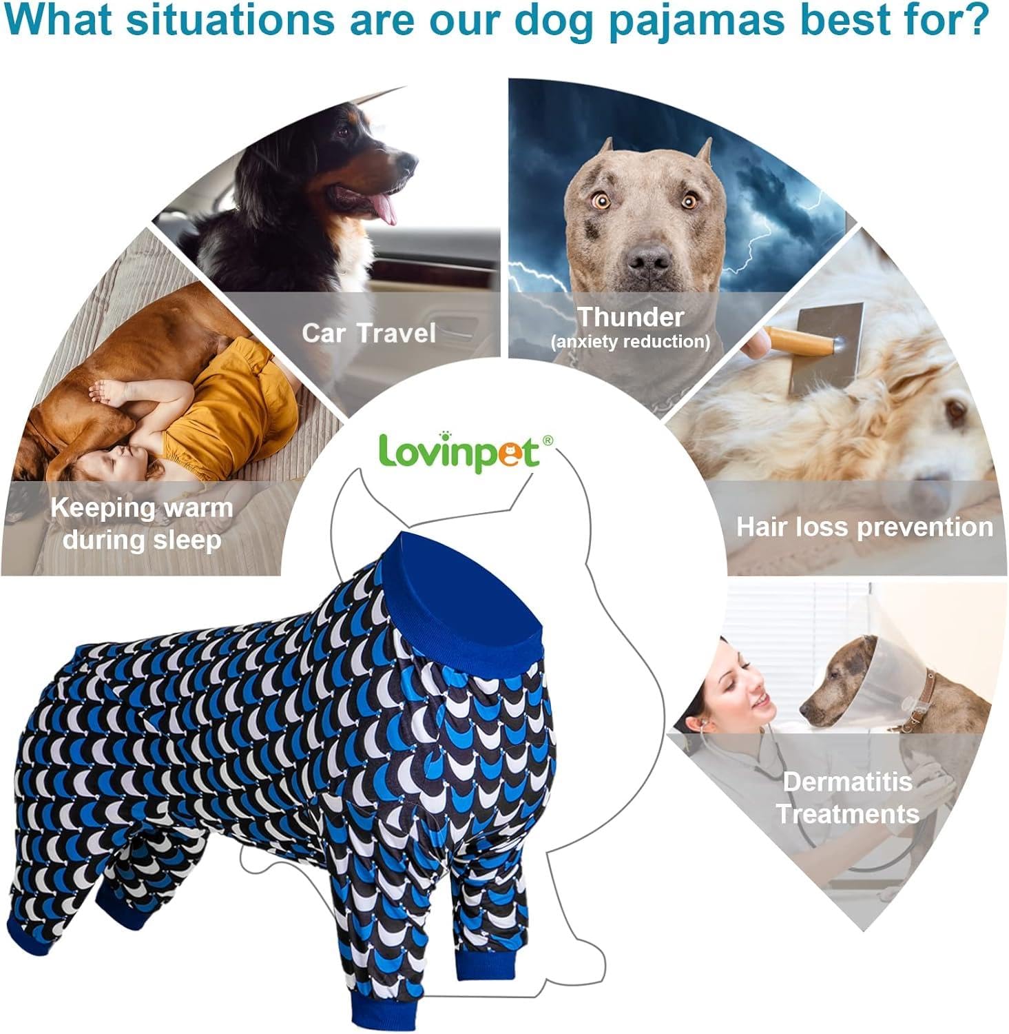 LovinPet pijama para perro grande, tejido ligero y respirable para días cálidos.