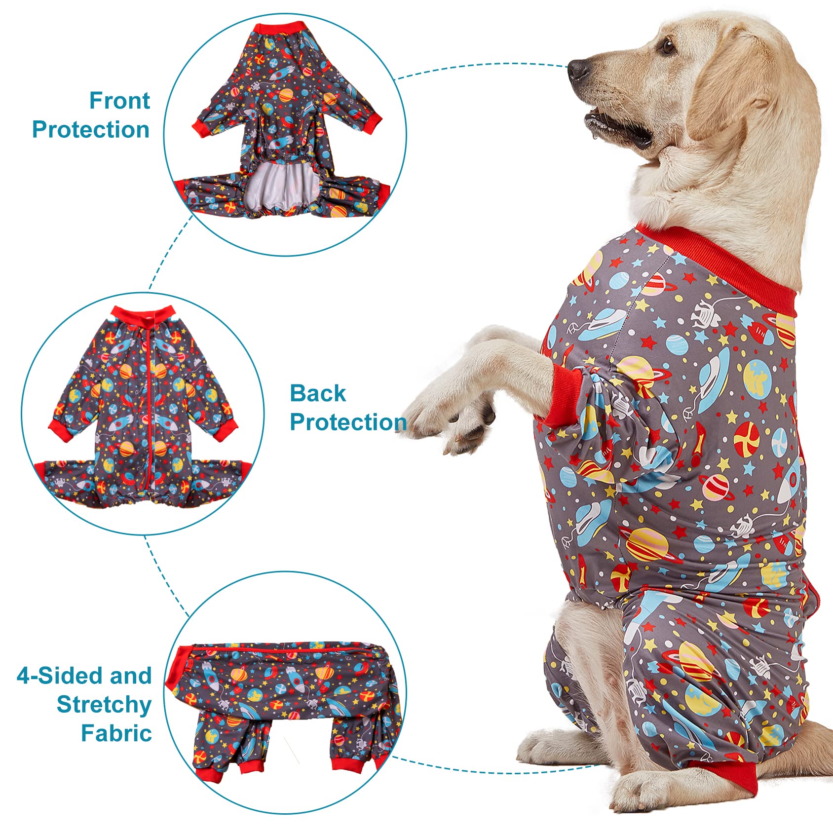 LovinPet Pijamas para Perro Grande, tela ligera, ideal para uso diario
