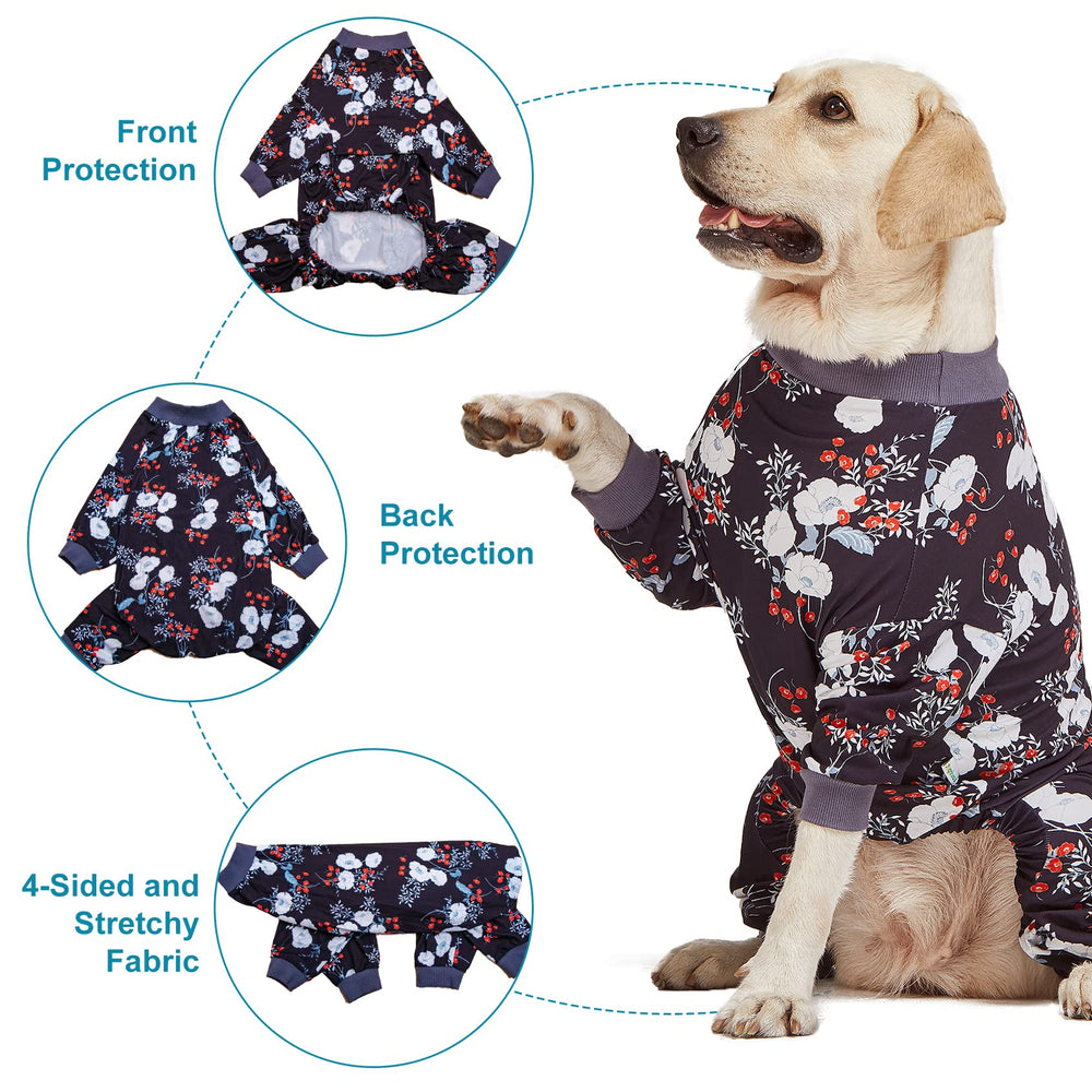 LovinPet pijama grande, uso interior y exterior, estilo estampado negro.