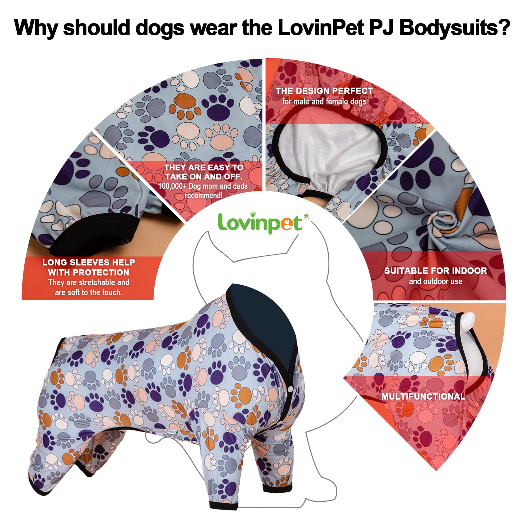 LovinPet pijama grande, colocación fácil para perros grandes.
