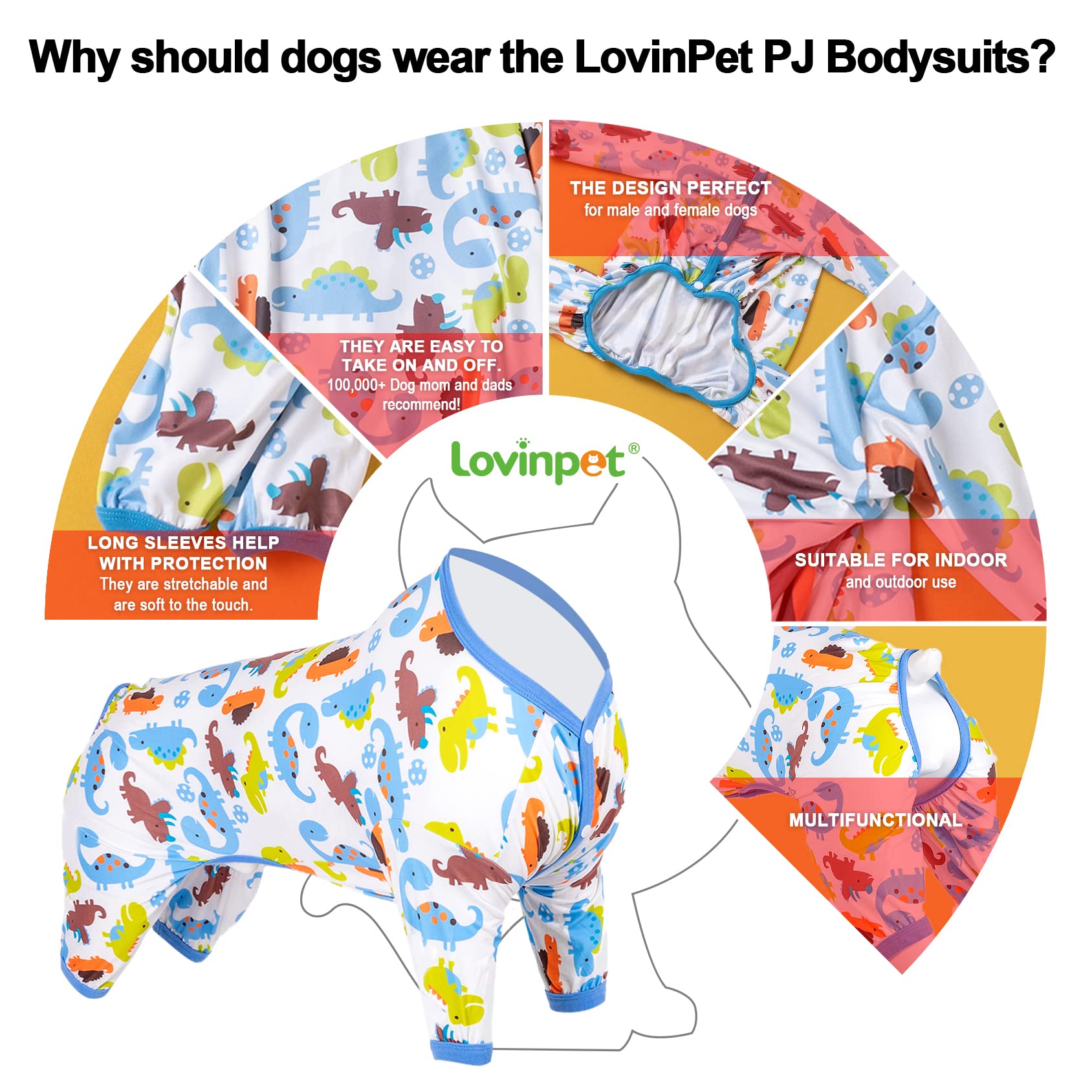 LovinPet pijama de recuperación posoperatoria para cuidado de heridas y protección suave.