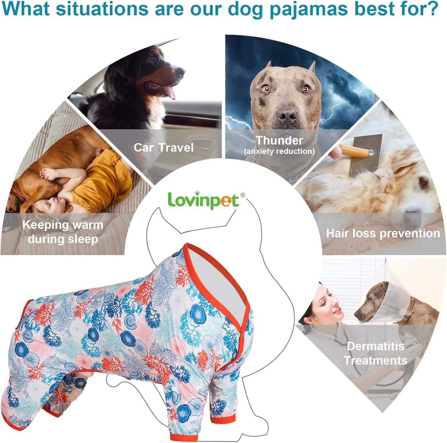 LovinPet pijama azul, tela suave y ligera, detalle de calidad